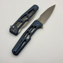We Knife Dressytak Skeletonized Blue Titanium handle w/ Stonewashed M390 Blade WE25059B-2