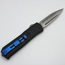 Medford Knife Merc-1 OTF Dagger S45 Tumbled D/E & Black Aluminum Handle w/ Blue Accents