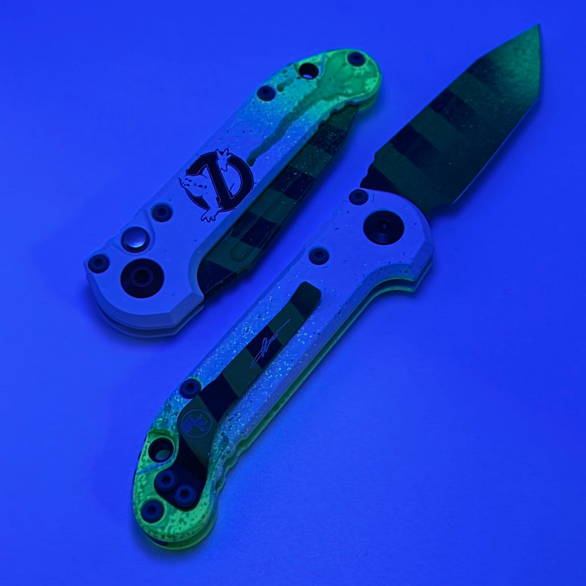 Microtech Knives LUDT Gen III Smooth Handle Ghost Busters Caution Tape