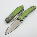 Hawk Designs Talon Spring Green Glass Overlay Brightwashed Titanium Handles & Brightwashed M390