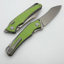 Hawk Designs Talon Spring Green Glass Overlay Brightwashed Titanium Handles & Brightwashed M390