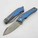 Hawk Designs Talon Ocean Blue Glass Overlay Brightwashed Titanium Handles & Brightwashed M390
