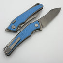 Hawk Designs Talon Ocean Blue Glass Overlay Brightwashed Titanium Handles & Brightwashed M390