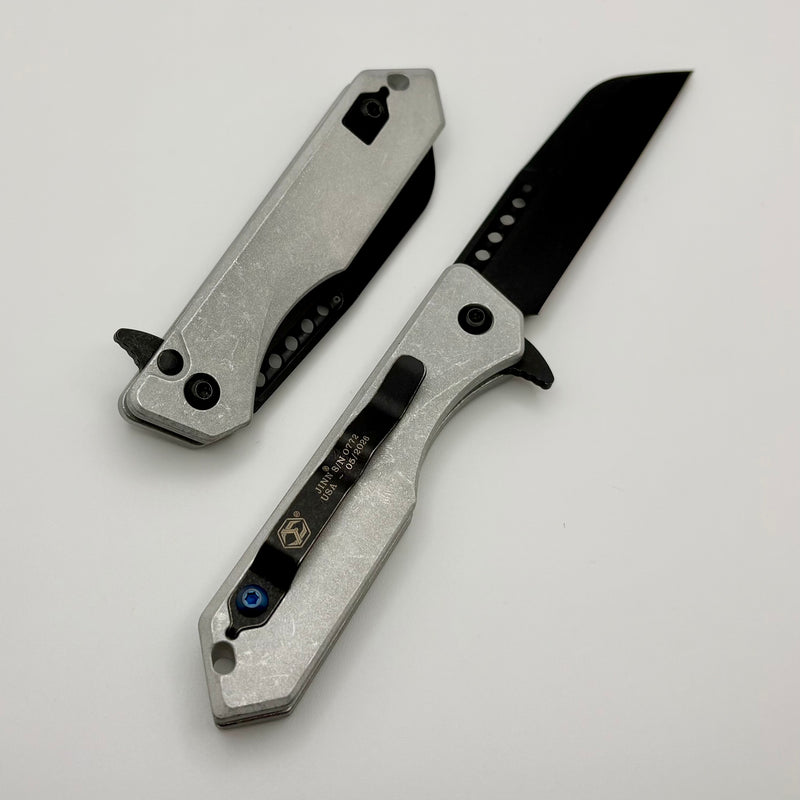 Heretic Knives M/A Jinn Flipper w/ Blizzardworn Aluminum Handles & Bat