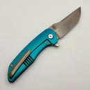 Mechforce & Barker Knives Collab Hokkaido w/ Anodized Teal Titanium Holes Pattern Handle & Stonewash MagnaCut (In-House Modified)