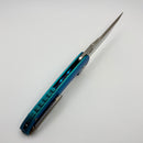 Mechforce & Barker Knives Collab Hokkaido w/ Anodized Teal Titanium Holes Pattern Handle & Stonewash MagnaCut (In-House Modified)