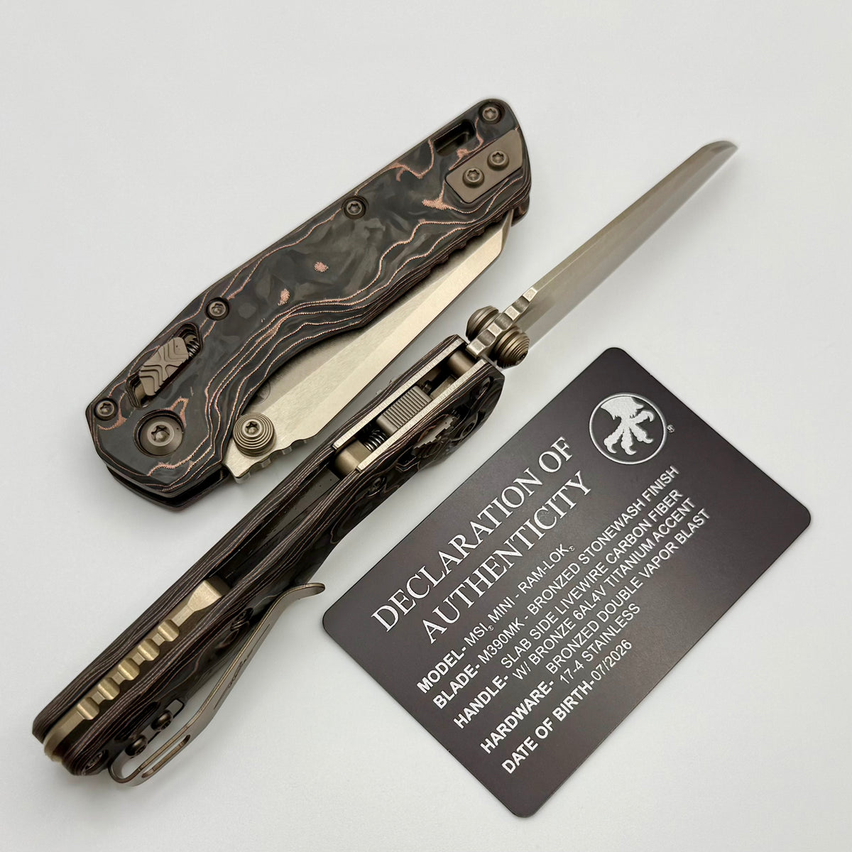 Microtech Marfione Select MSI RAM LOK Mini Slab Side Livewire Carbon F