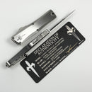 Marfione Custom Knives Combat Troodon Interceptor Satin Compound Ground Blade w/ Hand Rubbed Satin Finish 416 Stainless Steel Handle w/ Flamed Accent