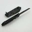 Heretic Knives M/A Jinn Flipper w/ Black Topo Aluminum Handles & DLC MagnaCut H213-TOPO