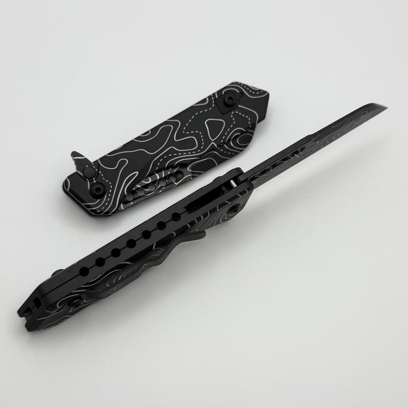 Heretic Knives M/A Jinn Flipper w/ Black Topo Aluminum Handles & DLC M