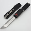 Microtech Ultratech ZBP Tanto Stonewash Partial Serrated w/ Black Handle & Red Accent 1123-11RSK