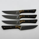 Microtech Steak 4 Piece Set Carbon Fiber/Bronze Ti Bolster Handle w/ DLC M390MK 3600B-1SETDLCCFS