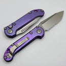 Microtech Knives LUDT Gen III Purple Haze Slab Side Titanium Handles w/ Partial Serrated Stonewash Tanto & Purple Accents 1136-11MS9