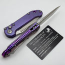 Microtech Knives LUDT Gen III Purple Haze Slab Side Titanium Handles w/ Partial Serrated Stonewash Tanto & Purple Accents 1136-11MS9