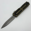 Microtech Scarab 2 Gen 3 D/E Apocalyptic Full Serrated w/ OD Green Handle 1280-12APOD