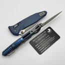 Marfione Select Microtech Socom Ram-Lok Antique Blue Titanium Slab Side Handles w/ Blue Accents & Clip Point Apocalyptic M390MK 160RLS-10APMS1