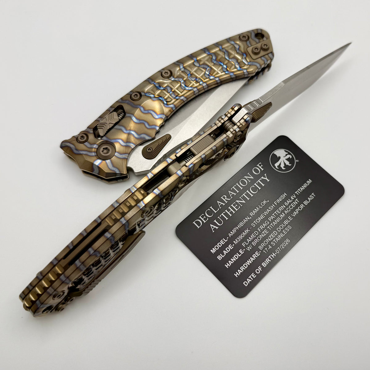 メルモチ Microtech Marfione Select Amphibian RAM LOK Flamed Frag Titanium Handl