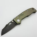 Demko AD20 Compact Enhanced "Finger" Tumbled Green/Purple Titanium Handles & Carved MagnaCut