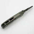 Demko AD20 Compact Enhanced "Finger" Tumbled Green/Purple Titanium Handles & Carved MagnaCut