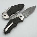 Yan Knives GTC Cabot -  Crystal-Ti/Carbon Fiber Handles & Grabak Damasteel Compound Ground Blade