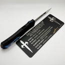 Marfione Custom Knives Hera II Mirror Polished Recurve w/ Black Handle & Blue Titanium Accents