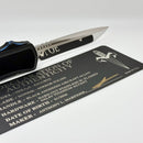 Marfione Custom Knives Hera II Mirror Polished Recurve w/ Black Handle & Blue Titanium Accents