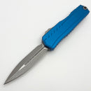 Microtech Cypher II D/E Apocalyptic w/ Blue Handle 1242-10APBL (Consignment)