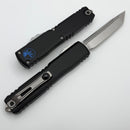 Microtech Ultratech ZBP Black Leo Blue Accent Handle w/ Stonewash Tanto 1123-10LEO