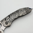Microtech Marfione Select Manual Stitch RAM LOK Titanium Handles & Stonewash M390MK w/ Double Vapor Blast & Blue Accents 169RL-10MS2 (In House Modified)