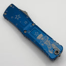 Microtech Knives Combat Troodon Gen III Stonewash Single Edge w/ Blue Handle 1143-10BL (NCBEngraved)