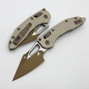 Microtech Knives Manual M-Stitch RAM LOK Champagne Gold Frag Aluminum Handles w/ M390MK 169MRL-1FRCG-C19Z23