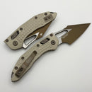 Microtech Knives Manual M-Stitch RAM LOK Champagne Gold Frag Aluminum Handles w/ M390MK 169MRL-1FRCG-C19Z23