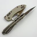 Microtech Knives Manual M-Stitch RAM LOK Champagne Gold Frag Aluminum Handles w/ M390MK 169MRL-1FRCG-C19Z23