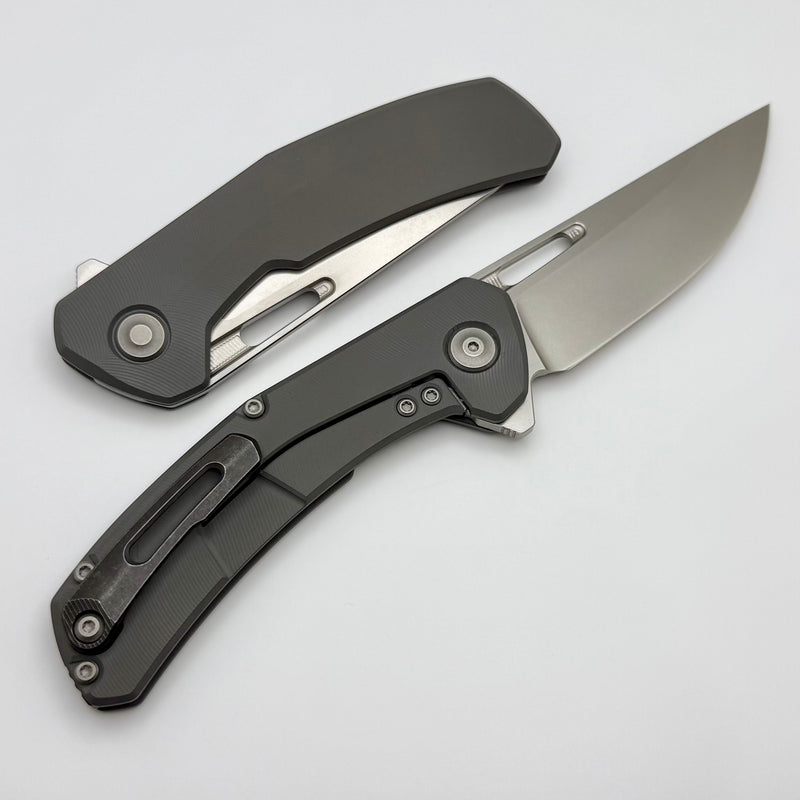 Tactile Knife Co Archer Dark Gray Feathered Titanium Framelock w/ MagnaCut