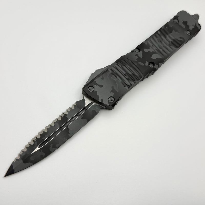 Microtech Combat Troodon Urban Camo w/ D/E Full Serrated Signature Ser