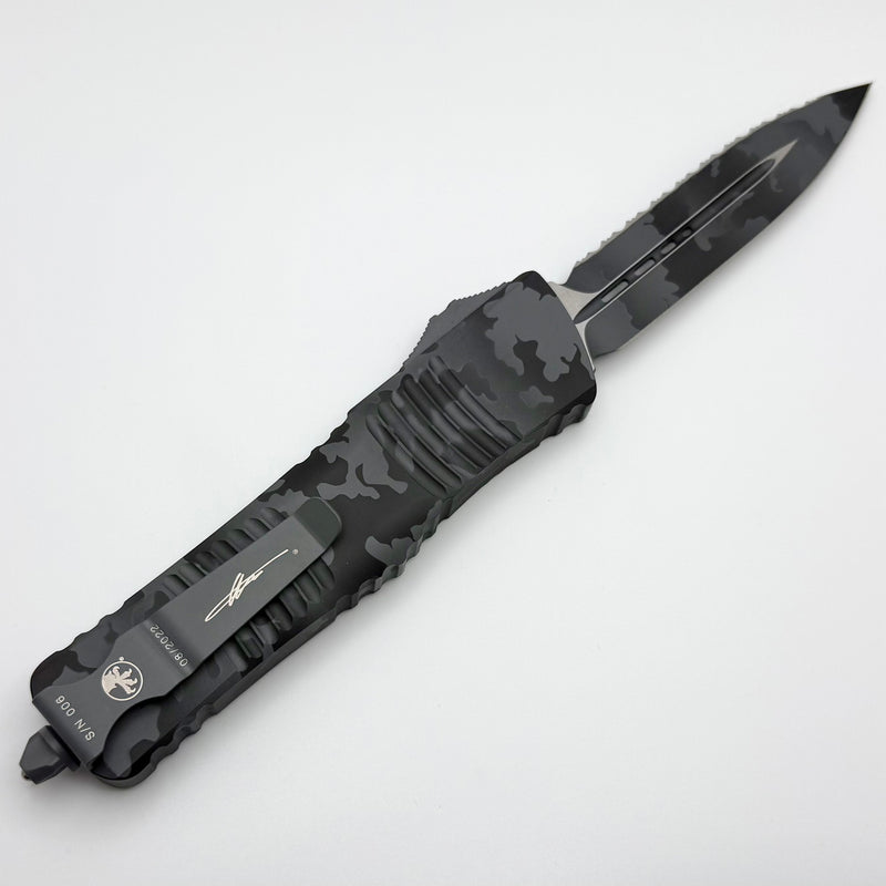 Microtech Combat Troodon Urban Camo w/ D/E Full Serrated Signature Ser