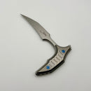 Pre-Owned Microtech & Bastinelli Bee Marfione Select Stonewash Full Serrated w/ Stonewash Handles & Blue Hardware 218-12MS3