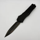 PRE-OWNED Microtech Combat Troodon Delta Frag Shadow Fluted DLC D/E w/ Carbon Fiber Button & Flamed Breaker 142-1CT-DSH