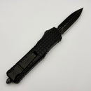 PRE-OWNED Microtech Combat Troodon Delta Frag Shadow Fluted DLC D/E w/ Carbon Fiber Button & Flamed Breaker 142-1CT-DSH
