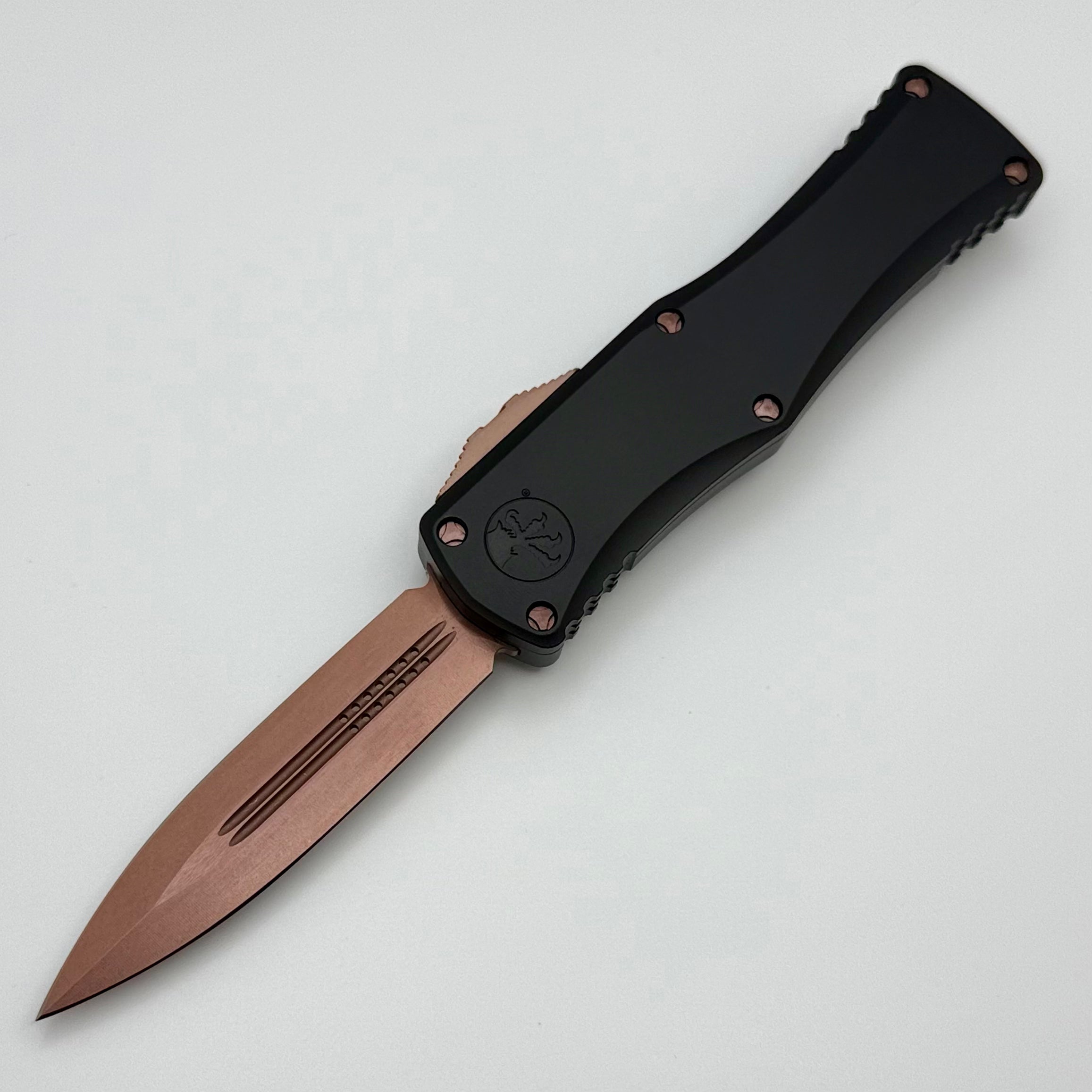 Microtech Gold Sticker Microtech Hera Deep Engraved Black & D/E PVD Rose Gold Signature Serie