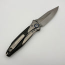 PRE-OWNED Discontinued Microtech Knives Socom Bravo Mini Spear Point Hand Satin w/ Blue Ti Pivot Collars & Carbon Fiber Scales 262M-4CFTI