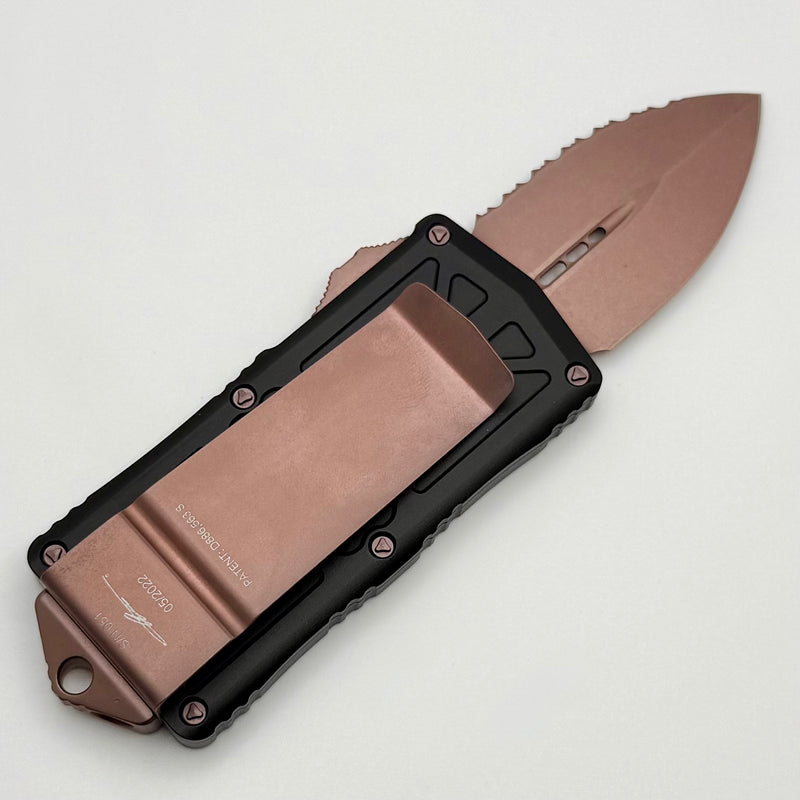 Microtech Rose Gold Microtech Exocet PVD Rose Gold Full Serrated & Black Handle Signature