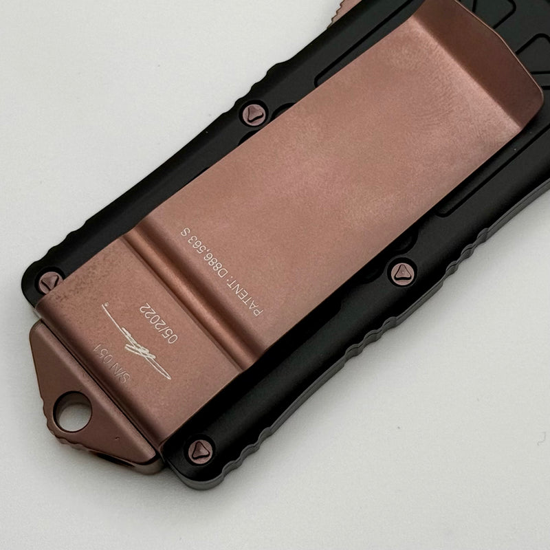 Microtech Rose Gold Microtech Exocet PVD Rose Gold Full Serrated & Black Handle Signature