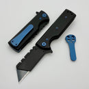 Chaves CHUB Flipper w/ Black Aluminum Handles & Blue Hardware w/ Black PVD Utility Blade Accent - Blue Label