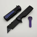 Chaves CHUB Flipper w/ Black Aluminum Handles & Purple Hardware w/ Black PVD Utility Blade Accent - Blue Label