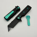 Chaves CHUB Flipper w/ Black Aluminum Handles & Green Hardware w/ Black PVD Utility Blade Accent - Blue Label