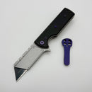 Chaves CHUB Flipper w/ Black Aluminum Handles & Purple Hardware w/ Stonewash Utility Blade Accent - Blue Label