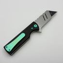 Chaves CHUB Flipper w/ Black Aluminum Handles & Green Hardware w/ Stonewash Utility Blade Accent - Blue Label
