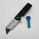 Chaves CHUB Flipper w/ Black Aluminum Handles & Blue Hardware w/ Stonewash Utility Blade Accent - Blue Label