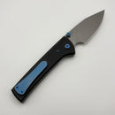Chaves Knives Scapegoat Street w/ Black Aluminum Handles & Blue Hardware w/ Stonewash Spear Point 154CM - Blue Label